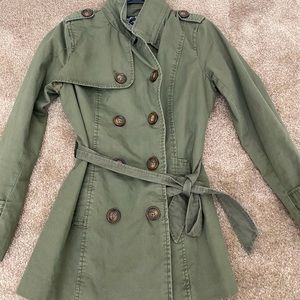 Green trench coat